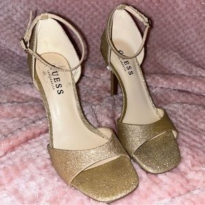 Guess Los Angeles Gold Glitters High Heels